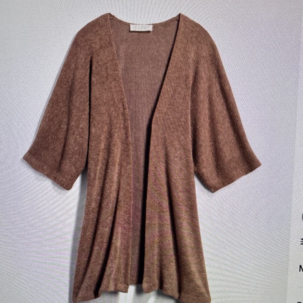 Audrey 3+1 Brown Knit Kimono Open Cardigan Sweater, Size S